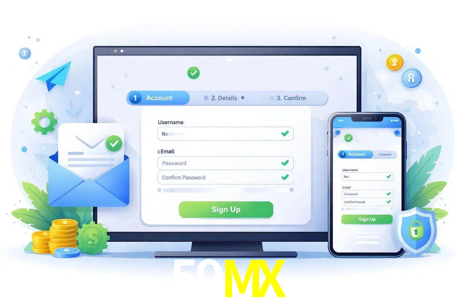 Registro de nuevo usuario y configuración de cuenta 59MX