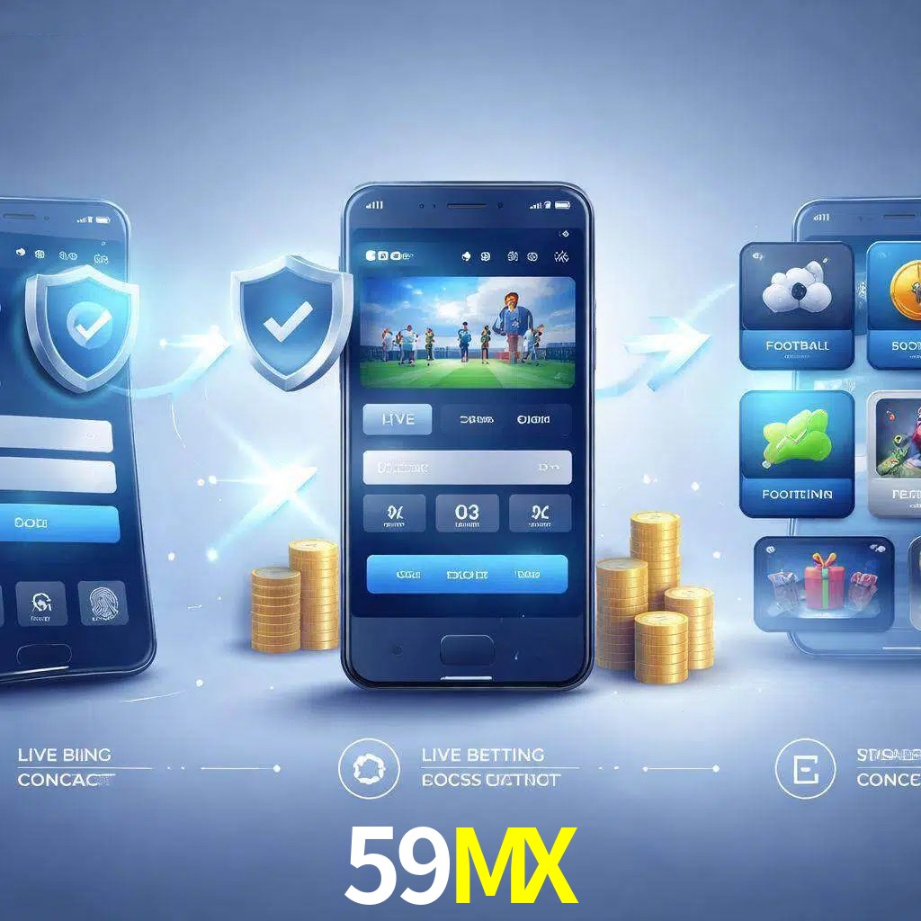 Pasos de acceso a la app 59MX en pantalla de teléfono móvil